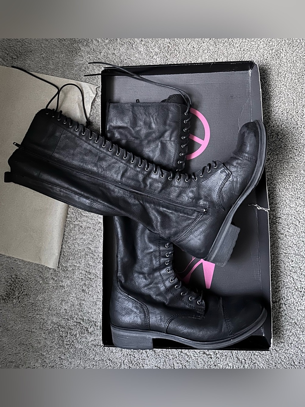 Steve Madden Black Lace-Up Knee High Women's Boots